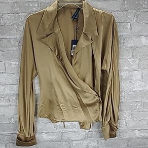 Ralph Lauren 100% Silk Gold Wrap Top ✨